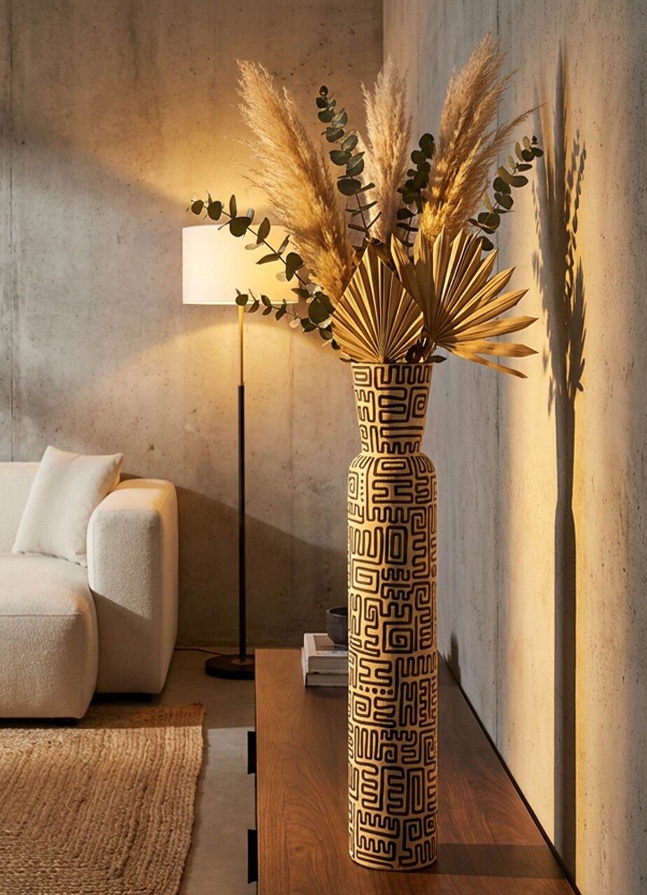 Vaza decorativa, Mauro Ferretti, Nairobi, 16x86 cm, polirasina, alb/negru - imagine 7